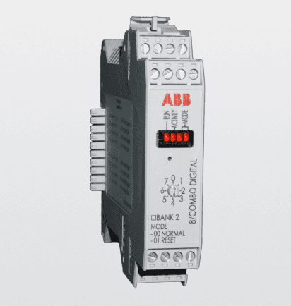 ABB Control 2100543 Configurable 8-point digital I/O module. Each point can be configured to be either an input and/or output. All points are always inputs, if
the output is activated the input will be held steady state. Includes a 16-bit accumulator for each input.