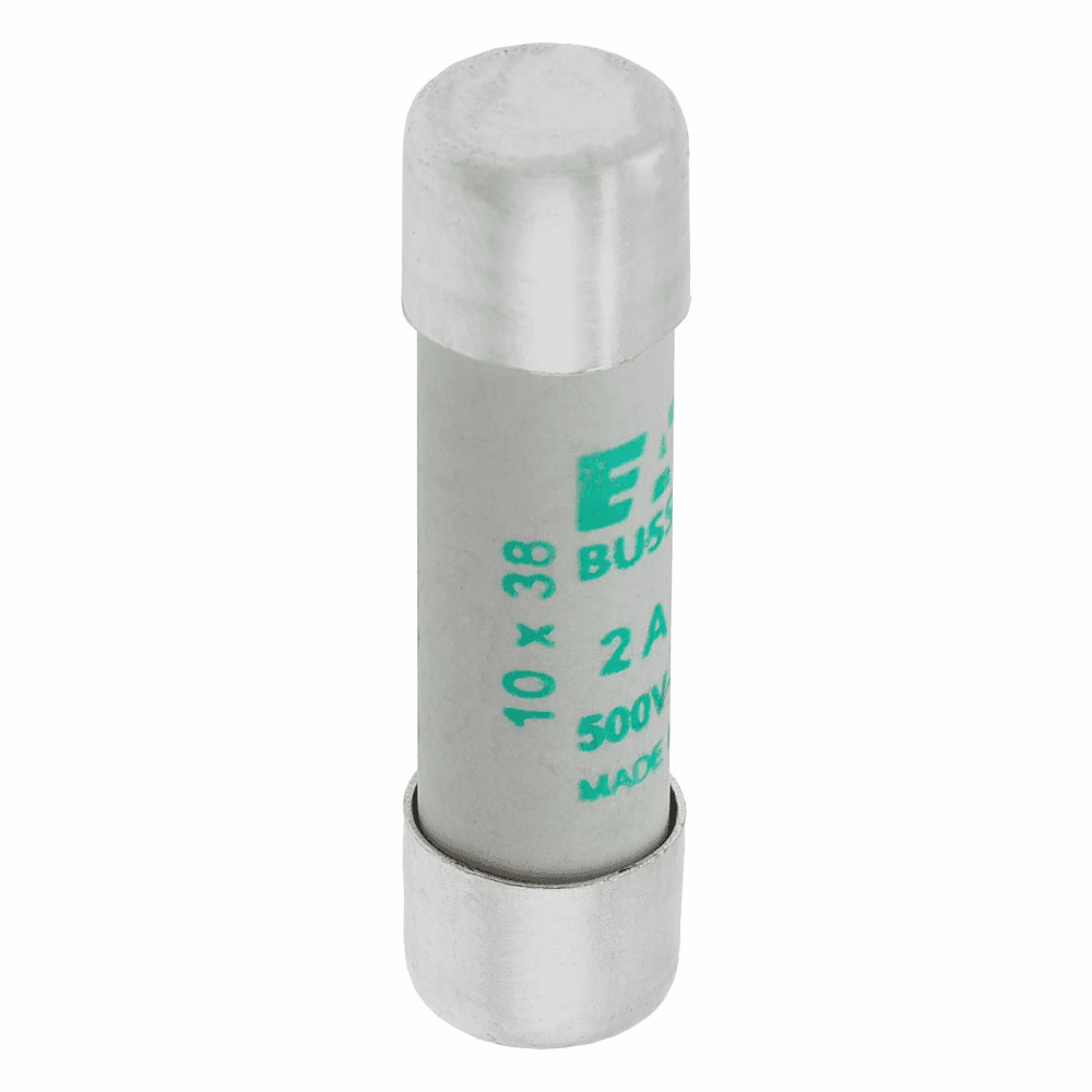 Cooper Bussmann C10M2 C10M2 Cooper Bussmann - Eaton Bussmann series low voltage 10 x 38 mm cylindrical/ferrule fuse, rated at 500 Volts AC, 2 Amps, 120 kA Breaking capacity, class aM, without indicator, compatible with a CHM Modular fuse holder