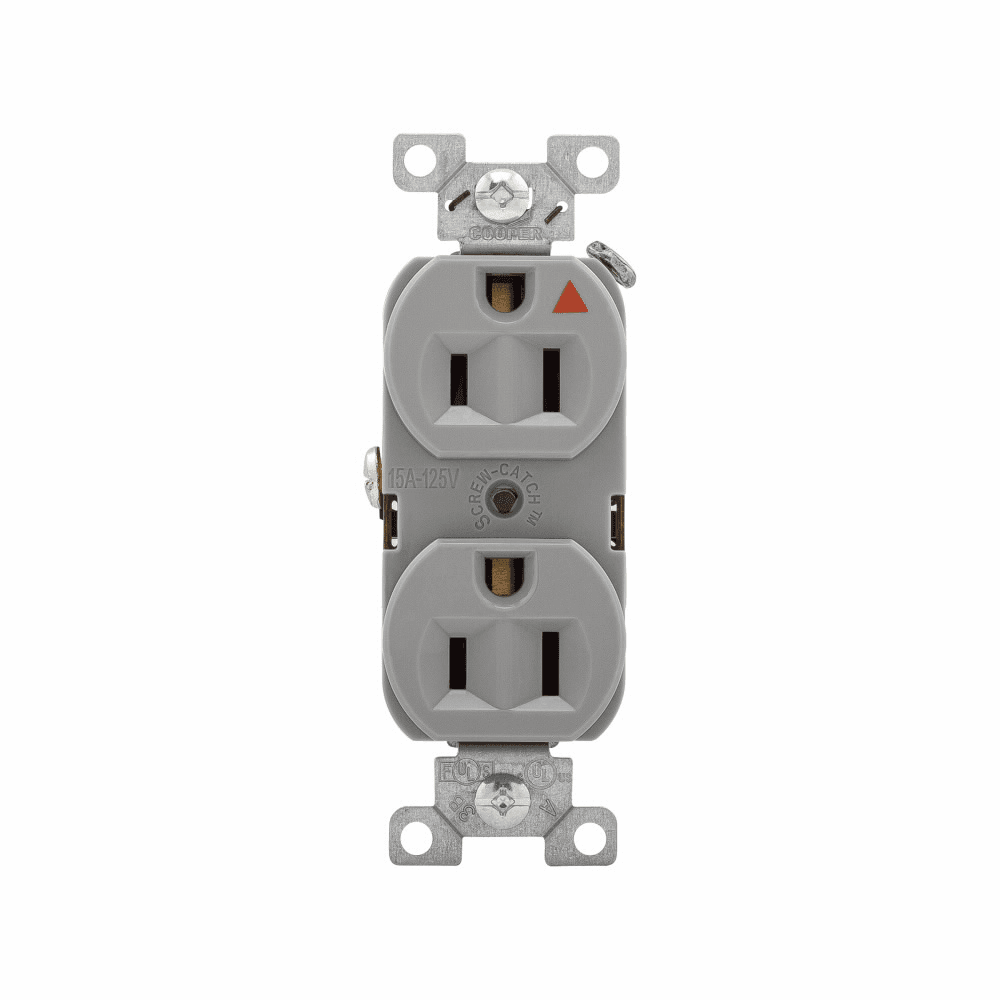 Eaton IG5262GY IG5262GY Eaton - Eaton Arrow Hart extra heavy-duty industrial specification grade duplex receptacle,#14-10 AWG,15A,Flush,125V,Back and side,Gray,Brass,High-impact nylon face,Glass-filled nylon base,5-15R,Screw,Core pack,Isolated ground