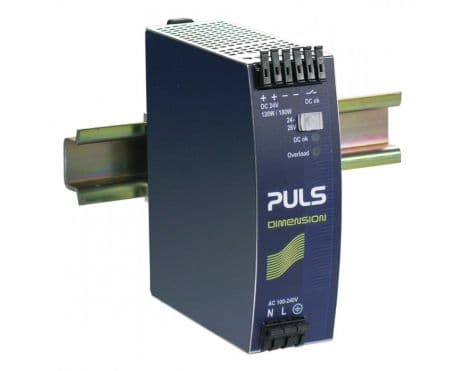 Puls QS5.241-A1 PULS QS5.241-A1 is a power supply unit designed for DIN rail mounting, featuring AC/DC conversion with a 50% power reserve. It operates within an ambient air temperature range of -25 to +70°C and boasts ATEX approval, conformal coating, and a DC-OK relay contact output for enhanced functionality. The unit provides a rated current of 5A at 24Vdc and 4.5A at 28Vdc, with spring-clamp connections facilitating secure and reliable connectivity. It supports a wide supply voltage range from 85Vac to 264Vac for AC inputs and 88Vdc to 360Vdc for DC inputs, ensuring versatility across different power networks. The QS5.241-A1, part of the Q-series, measures 40mm in width, 124mm in height, and 117mm in depth, housed in a durable aluminium casing. It delivers a rated power of 120W at 24V and 126W at 28V, with a short-term capacity of 180W for up to 4 seconds. The output voltage is adjustable between 24Vdc and 28Vdc, and the unit includes comprehensive protection functions against overvoltage, overload, and short circuits. It is designed for single-phase or DC networks and demonstrates high efficiency rates up to 0.927, depending on the input voltage. The QS5.241-A1 also features a peak inrush current of 15A, a start-up delay between 85 to 120ms, and a hold time of up to 65ms, depending on the input voltage. Power dissipation is minimized to 9.4W at full output load with a 230Vac input. Its electrical durability is rated up to 252,000 hours at optimal conditions, with a ripple of 50mVpp and an output stage capacitance of 3500µF, ensuring stable and reliable operation over its lifespan.