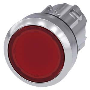 Siemens 3SU1051-0AB20-0AA0 Illuminated pushbutton, 22 mm, round, metal, shiny, red, pushbutton, flat, momentary contact type