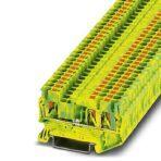 Phoenix Contact 3209565 Ground modular terminal block, connection method: Push-in connection, number of connections: 3, cross section: 0.14 mm² - 4 mm², AWG: 26 - 12, width: 5.2 mm, height: 35.2 mm, color: green-yellow, mounting type: NS 35/7,5, NS 35/15