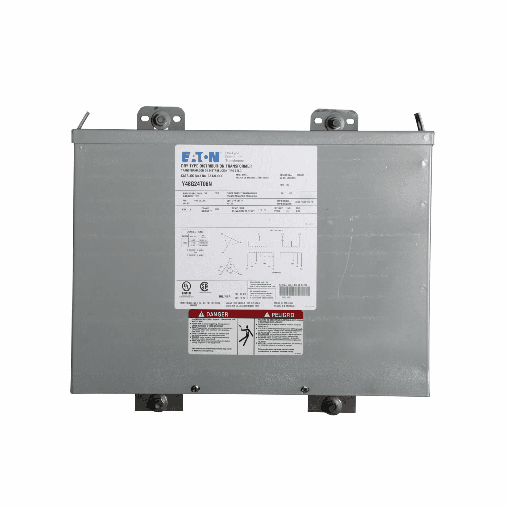 Eaton Y48G28E03CUTC Y48G28E03CUTC Eaton - 3 kVA General Purpose Encapsulated Transformer, 3PH, 480V-208Y/120, Three-coil, shielded, Copper windings, NEMA 3R Enclosure