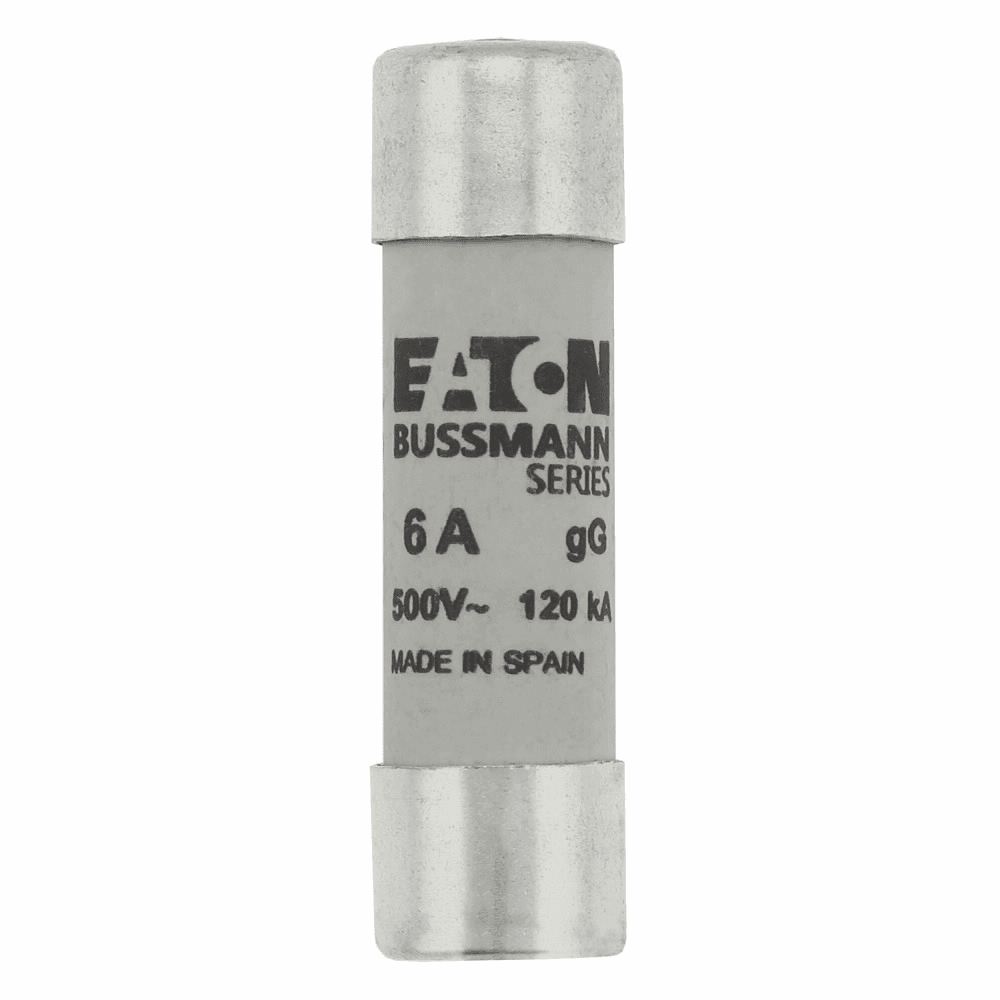 Cooper Bussmann C14G6S C14G6S Cooper Bussmann - Eaton Bussmann series low voltage 14 x 51 mm cylindrical/ferrule fuse, rated at 500 Volts AC, 6 Amps, 120 kA Breaking capacity, class gG/gL, with striker, compatible with a CH14 Modular fuse holder