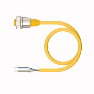 Turck RKM 50-5M Actuator and Sensor Cordset, Connection Cable, Cable length (L) 5 m, 7/8” Female, Straight, 5-pin, Instrumentation Tray Cable, Yellow PVC jacket, 5X18 AWG, Sunlight Resistant, -40 Cold Bend Rating, Oil Resistant, Flame Ratings: UL 1685 FT4, UL1061, CSA FT4, Flexlife® and C-Track Approved, Cable length: 5 m