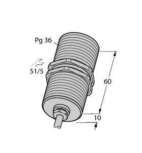 Turck BI20-G47-Y1 Inductive Sensor, Rated switching distance 20 mm, Cable length (L) 2 m, Flush, Threaded barrel, PG36, Chrome-plated brass, DC 2-wire, nom. 8.2 VDC, Output acc. to DIN EN 60947-5-6 (NAMUR), Cable connection, ATEX category II 2 G, Ex zone 1, ATEX category II 1 D, Ex zone 20, SIL2 (Low Demand Mode) acc. to IEC 61508, PL c acc. to ISO 13849-1 at HFT0, SIL3 (All Demand Mode) acc. to IEC 61508, PL e acc. to ISO 13849-1 with redundant configuration HFT1