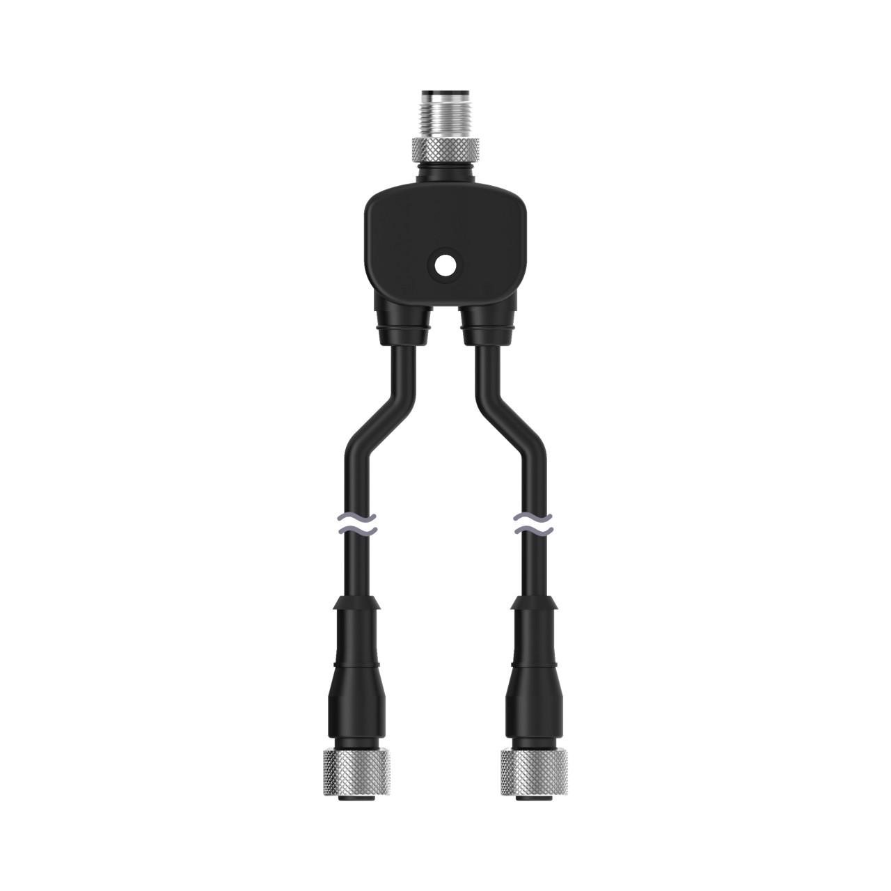 Banner CSB-M1240M1241 Banner Engineering CSB-M1240M1241 is a Y-shaped splitter cable designed to facilitate the distribution of signals or power from a single 4-pin Euro-style M12 male connector trunk to two separate devices via its 2 x 4-pin Euro-style M12 connectors located on 1ft / 30cm branches 1 & 2.