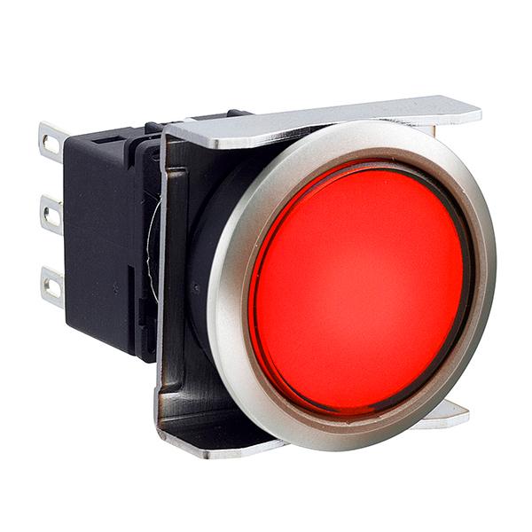 Idec LBW6ML-A1T14VR LBW FLUSH ILLD PB MAIN. RED, 22mm Flush Silhouette Switches,  Light duty switches,  34.9mm depth behind the panel,  Removable contacts,  IP65 degree of protection