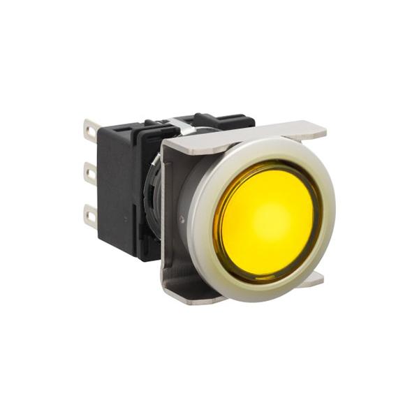 Idec LB6ML-M1T14VY LB 16mm Illuminated PB SPDT Y, Sleek flush mount design,  Standard bezel with 16mm hole size also available,  Bright LED illumination,  27.9mm depth behind the panel,  3PDT contact block available,  5A contact ratings,  IP65 degree of protection,  Metalli