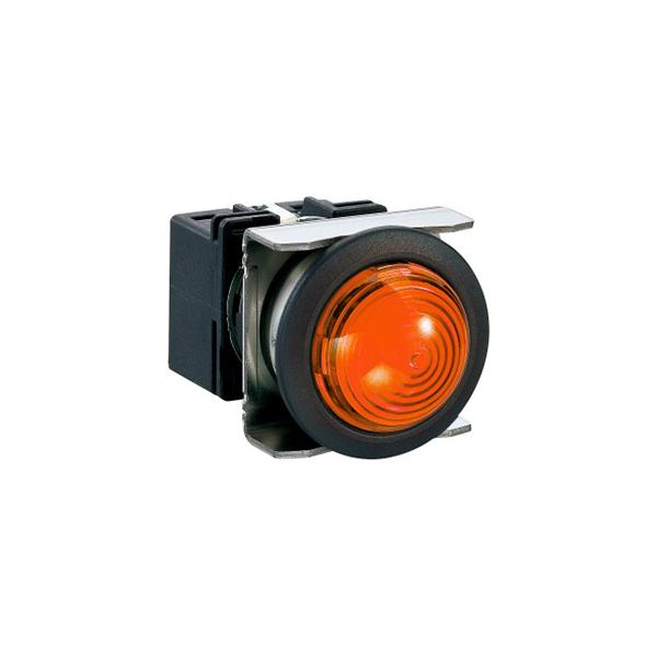 Idec LB6P-2T03A LB PilotLight Dome Amber 12V, Sleek flush mount design,  Standard bezel with 16mm hole size also available,  Bright LED illumination,  27.9mm depth behind the panel,  3PDT contact block available,  5A contact ratings,  IP65 degree of protection,  Metallic