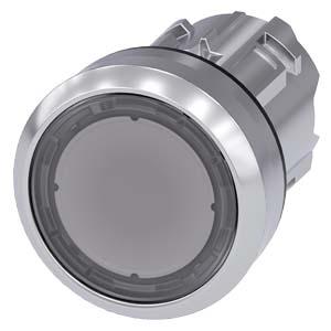 Siemens 3SU1051-0AB70-0AA0 Illuminated pushbutton, 22 mm, round, metal, shiny, clear, pushbutton, flat, momentary contact type