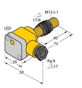 Turck BI3U-P12SK-AP6X Inductive Sensor, Rated switching distance 3 mm, Flush, Threaded barrel, M12 x 1, Plastic, PA6-GK15, Factor 1 for all metals, Protection class IP68, Resistant to magnetic fields, Extended temperature range, High switching frequency, DC 3-wire, 10…30 VDC, NO contact, PNP output, Terminal chamber