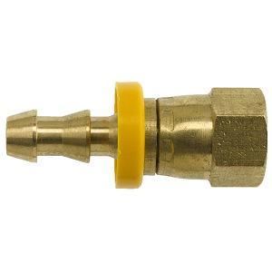 Brennan Inc 2111-04-04-B Tube Adapter; Straight; 1/4" Push Lock X 7/16"-20 TPI Female JIC Swivel; 1.488" Length; Brass Material