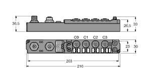 Turck SDPL-0404D-1004 piconet Coupling Module for PROFIBUS-DP, 4 Digital PNP Inputs Filter 3 ms, 4 Digital Outputs 0.5 A, , Configuration interface, Configurable functions, Supported via I/O‐ASSISTANT 2, Direct connection to the fieldbus, Direct connection to the IP link, Fibre-glass reinforced housing, Encapsulated module electronics, Metal connector, Degree of protection IP67