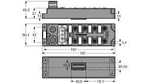 Turck FLDP-IOM124-0002(A2) Fieldbus I/O module PROFIBUS-DP, 12 digital pnp inputs, 4 digital outputs 2 A, , Two inputs or outputs per connector, For robot applications, Robust electromechanics, High magnetic field immunity, Intelligent terminating resistor, Module-related diagnostics, IP20 terminal connection, Fiber-glass reinforced housing, Shock and vibration tested, Encapsulated module electronics, Metal connector, Degree of protection IP67