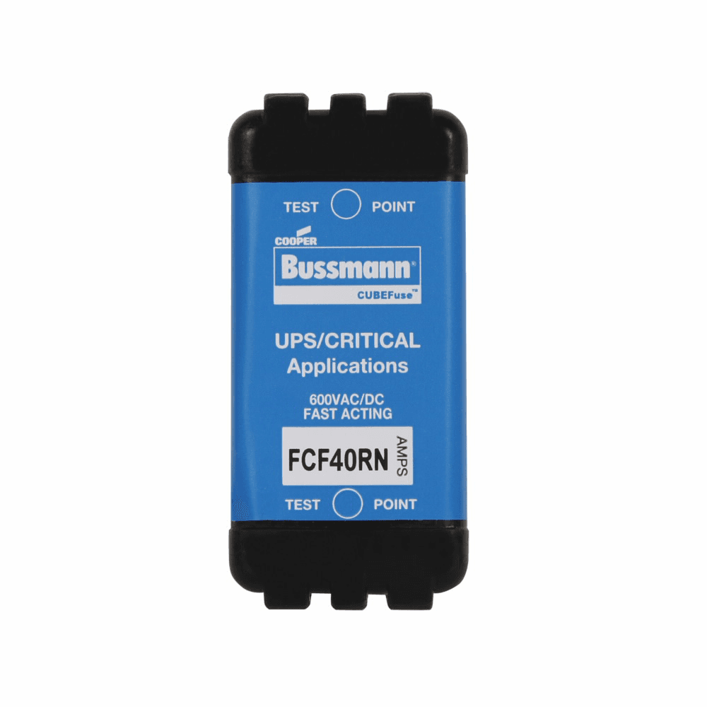 Cooper Bussmann FCF40RN FCF40RN Cooper Bussmann - Eaton Bussmann series FCF fuse, 40 A, 60 Hz, 50 Hz, 1 , CF, Black, Non-indicating, Electroless tin plated copper alloy terminal, Blade end,Class CF, 6 min at 200%, 300 kAIC at 600 V,50 kAIC at 600 Vdc, Glass filled PES, 600 V, 600 Vdc