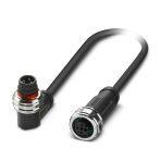 Phoenix Contact 1224009 Sensor/actuator cable, 3-position, PUR halogen-free, black-gray RAL 7021, Plug angled M12 Push-Pull, coding: A, on Socket straight M12 Push-Pull, coding: A, cable length: 1.5 m