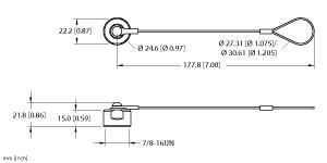 Turck RKMV-CC Accessory for 7/8, Closure cap, Threaded hand tighten + lanyard, Female 7/8″ minifast Closure Cap, Mates to Male, Nitrile Gasket, Stainless Steel/Nylon Coated Lanyard