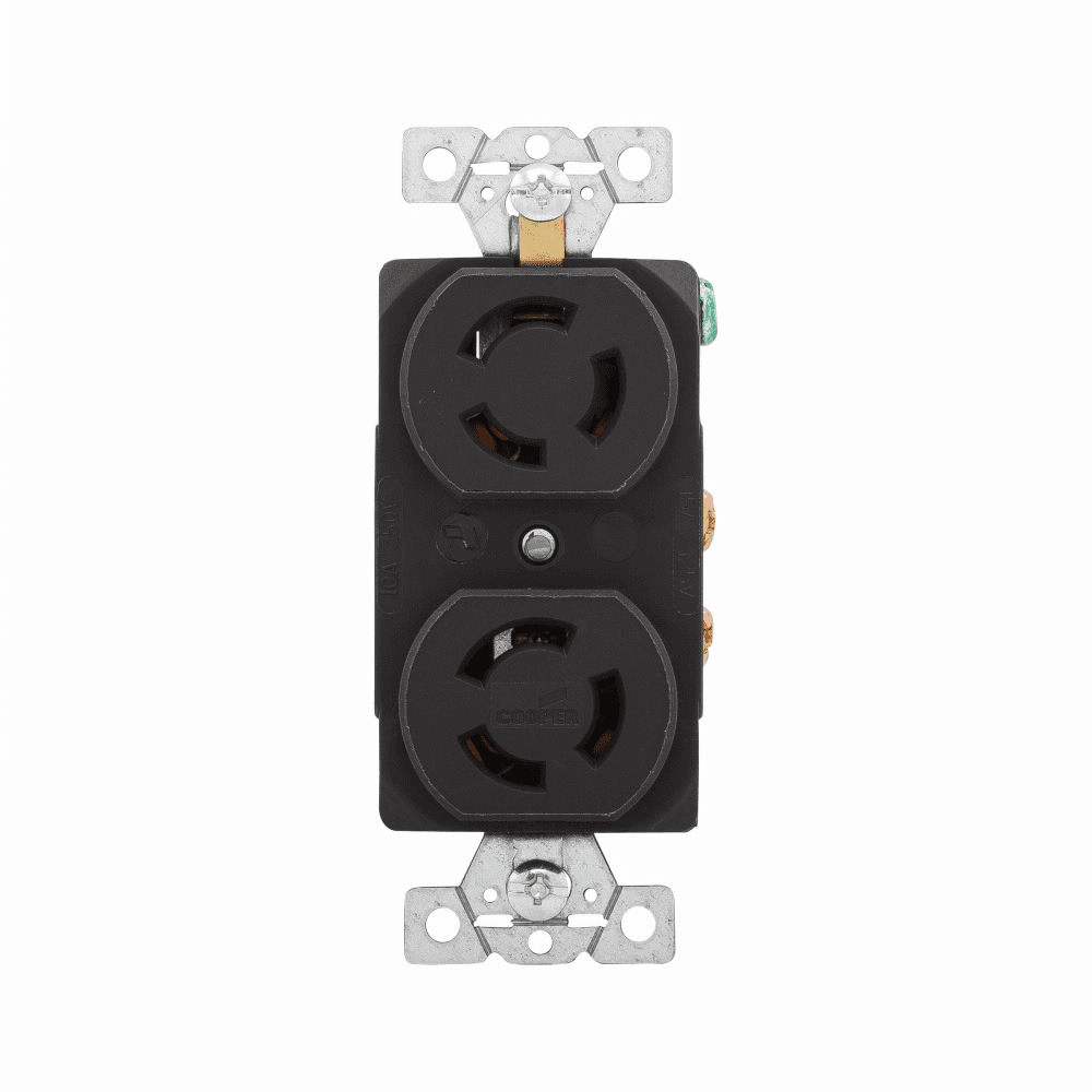 Eaton 7580 7580 Eaton - Eaton locking receptacle, #14-10 AWG, 10A, 15A, Industrial, 125/250V, Back and side wiring, Black, Brass, Duplex, Non-NEMA, Three-pole, Three-wire, Glass-filled nylon