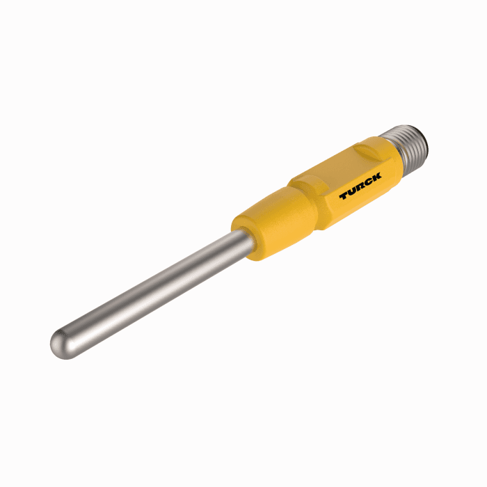 Turck TTM-206.35A-CF-LIUPN-H1140-L150 Turck TTM-206.35A-CF-LIUPN-H1140-L150 is a sensor designed for temperature measurement within the TTM series. This sensor features an instrumentation miniature temperature sensor/transmitter/thermosensor with an RTD Pt1000 Class A probe. It is constructed with a 1.4404 (316L) stainless steel housing, ensuring durability. The probe has a diameter of 6.35mm and is 150mm in length. It comes pre-equipped with a 4-pin M12 Eurofast QD male connector and a 6.35mm diameter compression fitting connection port for easy installation. The sensor operates on a supply voltage of 10-24Vdc, with nominal values of 12Vdc and 24Vdc. It is designed to function in ambient air temperatures ranging from -40°C to +80°C and offers a high degree of protection with an IP67 rating. The sensor can withstand pressures up to 100bar (1450psi) and can measure temperatures from -210°C to +650°C. It features 1 x digital output (15-30Vdc; NPN/PNP) and 1 x analog output (4-20mA), along with protection functions against short-circuit and reverse polarity.