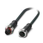 Phoenix Contact 1224019 Sensor/actuator cable, 4-position, PUR halogen-free, black-gray RAL 7021, Plug straight M12 Push-Pull, coding: A, on Socket straight M12 Push-Pull, coding: A, cable length: 1.5 m