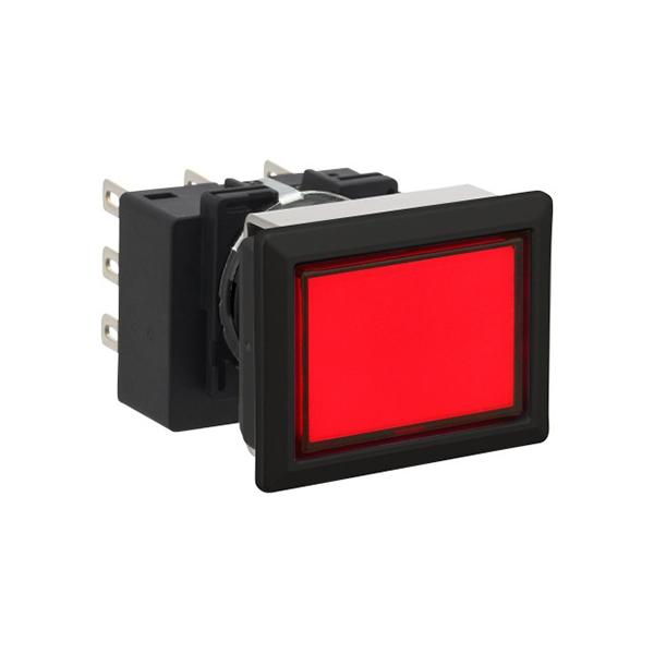 Idec LB8B-M1T7LR LB 16mm Pushbuttons 3PDT LR, Sleek flush mount design,  Standard bezel with 16mm hole size also available,  Bright LED illumination,  27.9mm depth behind the panel,  3PDT contact block available,  5A contact ratings,  IP65 degree of protection,  Metallic 