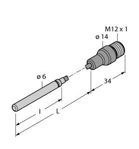 Turck TP-306A-CF-H1141-L1000 Temperature Detection, Probe, , Pt100 probe according to DIN EN 60751, Resistant to vibrations and shocks, Can be connected to TS, TTM, IM34, BL20, BL67, Max. temperature connector: 120°C, Connection mode: 4-wire connection