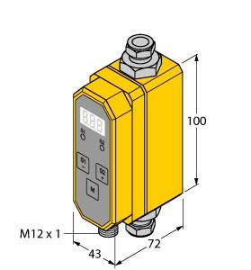 Turck FTCI-3/8D10A4P-2LIX-H1141 Flow Rate Measurement, Inline Sensor with Integrated Processor, Inline sensor, Compact inline flow sensor, Calorimetric principle, Monitoring of flow rate, Monitoring of the medium temperature, For water/glycol mix, Parametrized via button, Protected by software code, Output flow 4…20 mA, linear, Output temperature 4…20 mA, linear, DC 4-wire, 21.6…26.4 VDC, 4…20 mA analog output, Plug-in device, M12 x 1