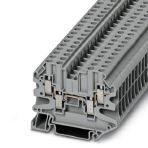 Phoenix Contact 3048823 Four-conductor universal terminal block, nom. voltage: 1000 V, nominal current: 32 A, connection method: Screw connection, number of connections: 4, cross section: 0.14 mm² - 6 mm², AWG: 26 - 10, width: 6.2 mm, color: gray, mounting type: NS 35/7,5, NS 35