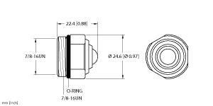 Turck RSF-MC Accessory for 7/8, Closure cap, Threaded hand tighten, Male 7/8″ minifast Closure Cap, Mates to Female, Nitrile Gasket, Nitrile O-Ring