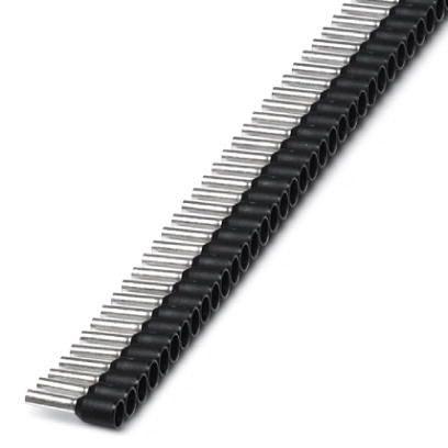 Phoenix Contact 1200107 Taped ferrules, 1.5Â mmÂ², sleeve length 8Â mm, with plastic collar, according to DINÂ 46228-4, black, for processing with the CRIMPFOX 4 IN 1, 10 strips each with 50 sleeves per strip.