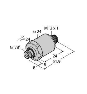 Turck PT1VR-1013-IOL-H1141 Pressure Transmitter, With 2 Switching Outputs and IO-Link, , Ceramic measuring cell, Compact and robust design, Excellent EMC properties, , Pressure range -1…0 bar rel., 18…33 V DC, NO/NC contact, 2 × PNP/NPN outputs, IO-Link, Process connection G 1/8'' male thread (DIN 3852-E), Connector device, M12 × 1