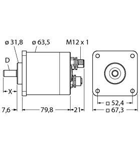 Turck RM-89SA1R-9B28B-B2M12 Absolute Rotary Encoder - Multiturn, Industrial Line, Protection class IP67, ‐40…+85 °C, Max. 6000 rpm, DeviceNet™, Male 2 x M12, Bus M12 Pin / BUS OUT M12 connector, Singleturn, 16 bit resolution, Multiturn, 12 bit resolution