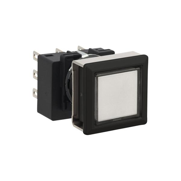 Idec LB7B-A1T3VLW LB 16mm Pushbuttons 3PDT LW, Sleek flush mount design,  Standard bezel with 16mm hole size also available,  Bright LED illumination,  27.9mm depth behind the panel,  3PDT contact block available,  5A contact ratings,  IP65 degree of protection,  Metallic 