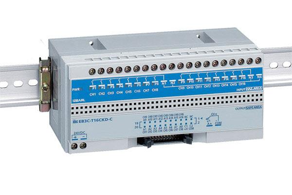 Idec EB3C-T16CKD-C Intrinsic Relay Barrier 16CH, Zone 0 /Class I Division 1 locations,  IEC60079 compliant,  Dry-contact switches with 0.5Ω maximum contact resistance can be connected to the EB3C,  8- and 16-circuit types are available in common wiring types,  Ideal for con