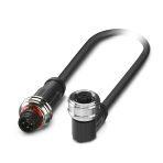 Phoenix Contact 1224166 Sensor/actuator cable, 4-position, PUR halogen-free, black-gray RAL 7021, Plug straight M12 Push-Pull, coding: A, on Socket angled M12 Push-Pull, coding: A, cable length: 1.5 m