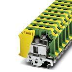 Phoenix Contact 0443065 Installation ground terminal block, connection method: Screw connection, number of connections: 2, number of positions: 1, cross section: 0.75 mm² - 35 mm², AWG: 18 - 2, width: 15 mm, color: green-yellow, mounting type: NS 35/7,5, NS 35/15, NS 32