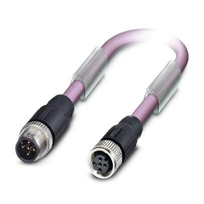 Phoenix Contact 1514100 Bus system cable, CANopenÂ®, DeviceNetâ„¢, 5-position, PUR halogen-free, red lilac RAL 4001, shielded, Plug straight M12, coding: A, on Socket straight M12, coding: A, cable length: 3 m
