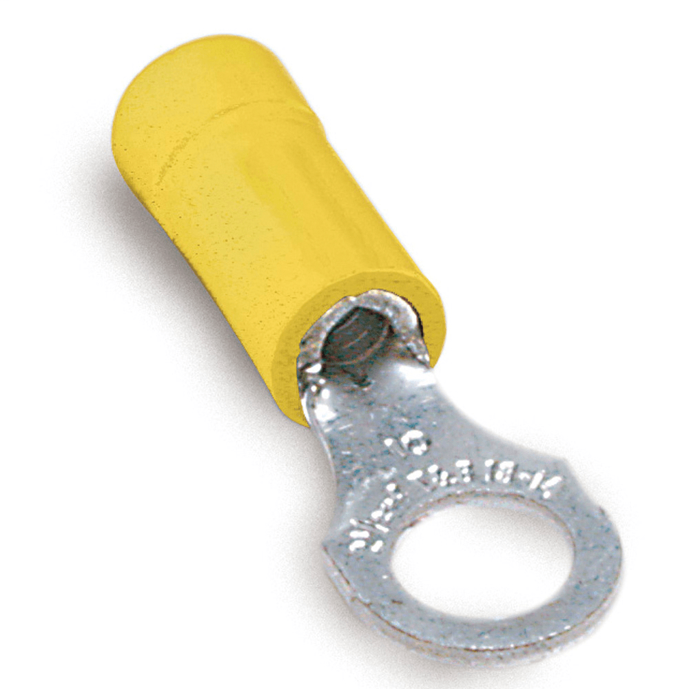 ABB Control 10RC10 10RC10 ABB Control - Vinyl-Insulated Ring Terminal, Length 1.06 Inches, Width .31 Inches, Maximum Insulation .210, Bolt Hole #10, Wire Range #12-#10 AWG, Color Yellow, Copper, Tin Plated