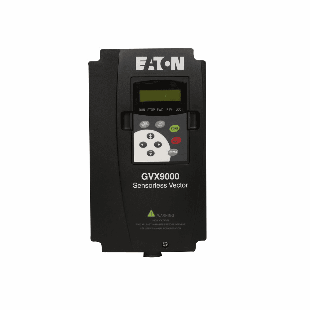 Eaton GVX015A1-2 GVX015A1-2 Eaton - Eaton GVX9000 adjustable frequency drive, #6 AWG 230V 5 LED Dynamic brake chopper 1x4 display Alphanumeric IP20 11 kW 15 Hp Constant torque -10°C-50°C AF drive 0.1-400 Hz