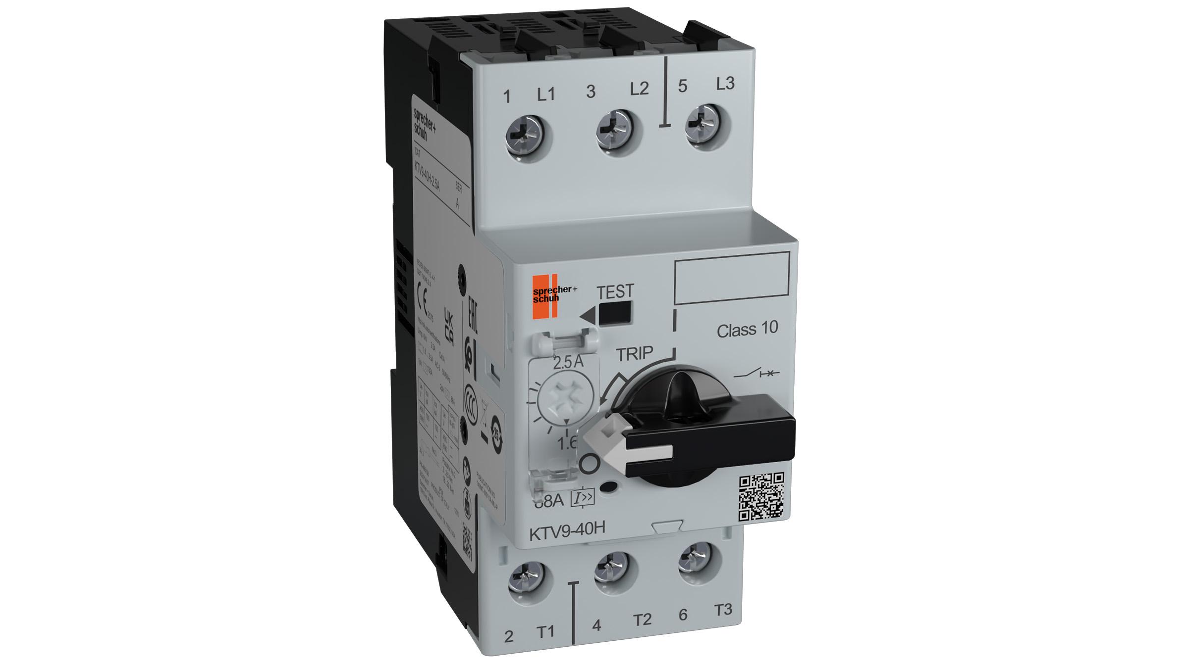 Sprecher + Schuh KTV9-40H-4.0A Sprecher + Schuh KTV9-40H-4.0A - KTV9 Motor Circuit Breaker, Frame D High Capacity, 2.5-4.0 Amps, 88A Magnetic Trip, 0.75 HP 200V / 0.75 HP 230V / 2 HP 460V