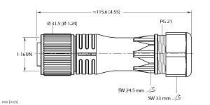 B 7181-0/21 Part Image. Manufactured by Turck.