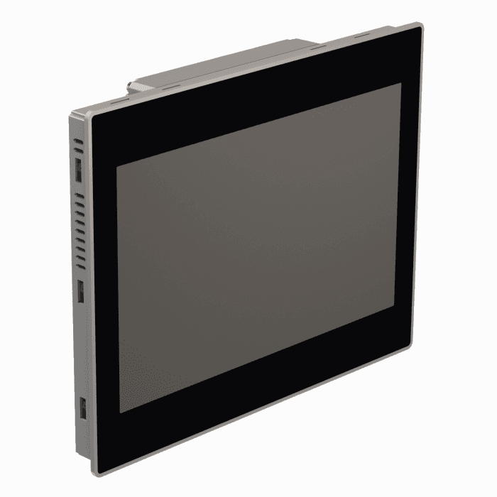 Turck TX513-P3CV01 Turck TX513-P3CV01 is an HMI/Display unit within the TX series, featuring a CODESYS V3 P.L.C. runtime and WebVisu with a 1GHz processor. It is designed with a resistive touchscreen operator interface, encased in a plastic housing. This unit offers multiple connection options, including 2 x RJ45 connectors for Ethernet 10/100Mbit, 1 x serial interface port supporting RS-232, RS-485, and RS-422, and 2 x USB host ports. It operates on a supply voltage of 10-32Vdc, with 24Vdc nominal, and can function within an ambient air temperature range of 0 to +50°C. The TX513-P3CV01 comes with a memory capacity of 256MB (FLASH) and is rated with a degree of protection of IP20. Its dimensions are 336 mm in width, 267 mm in height, and 60 mm in depth. For communication, it supports Ethernet/IP, Modbus TCP, PROFINET, and Modbus RTU protocols.