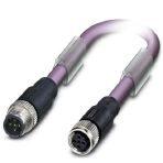 Phoenix Contact 1507366 Bus system cable, PROFIBUS (12 Mbps), 2-position, PUR halogen-free, violet RAL 4001, shielded, Plug straight M12, coding: B, on Socket straight M12, coding: B, cable length: 1 m