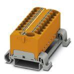 Phoenix Contact 3273786 Distribution block, nom. voltage: 800 V, nominal current: 32 A, connection method: Push-in connection, Push-in connection, number of connections: 19, cross section: 0.2 mm² - 6 mm², AWG: 24 - 10, width: 64.8 mm, color: orange, mounting type: NS 35/7,5, NS