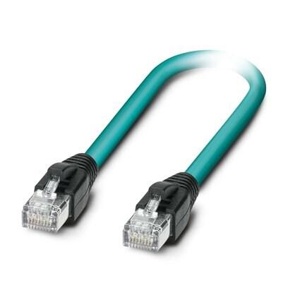 Phoenix Contact 1199422 Network cable, Ethernet CAT5e, 8-position, TPE, Teal, shielded, Plug straight RJ45 / IP20, on Plug straight RJ45 / IP20, cable length: 0.3 m