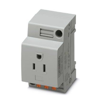 Phoenix Contact 0804165 Socket,  Pin connector pattern type AB 15A,  Push-in spring connection,  for USA and other countries,  gray,  for mounting on a DIN rail in the service interface or direct mounting,  125 VÂ AC,  15 A,  -20 Â°C,  60 Â°C,  UL 508