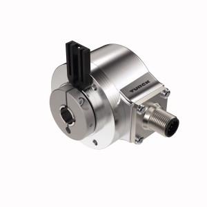 Turck RI-12HA3T-2K5000-H1181 Incremental Encoder, Industrial Line, Operating voltage 5…30 VDC, Resolution incremental 5000 ppr, Flange with torque stop, Ø 50.8 mm, Hollow shaft, Ø 1/2”, Optical measuring principle, Shaft material, stainless steel, , Protection class IP67 on housing and shaft side, ‐40…+85 °C, Max. 6000 rpm (continuous operation 3000 rpm), 5…30 VDC, Male connector, M12 x 1, 8-pole, Push-pull, with inverted signals, Pulse frequency max. 300 kHz, 5000 pulses per revolution