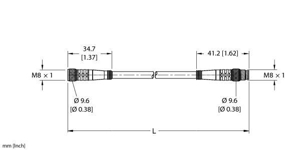 PKG 3M-4-PSG 3M Part Image. Manufactured by Turck.