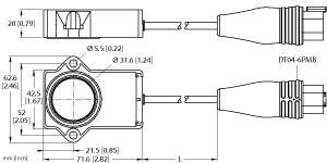 RI360P2-QR20-9F16B-0.3-DT04-6PMB Part Image. Manufactured by Turck.